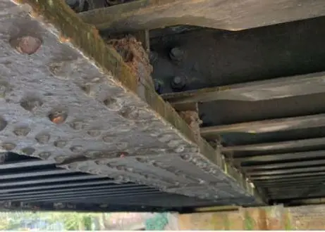 Close up of underneath of bridge