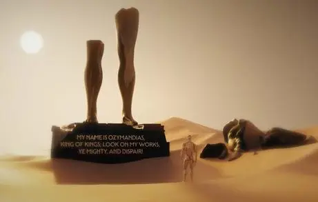 scene from ozymandias with desert in background