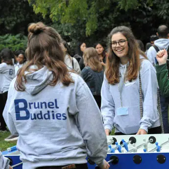 Brunel Buddies student ambassadors playing a game at Brunel University London