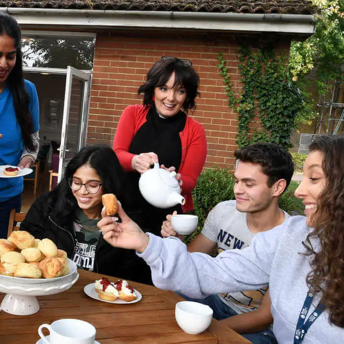 group of students having an afternoon tea