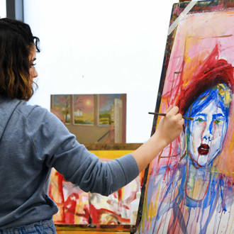 Art Therapy MA student painting 