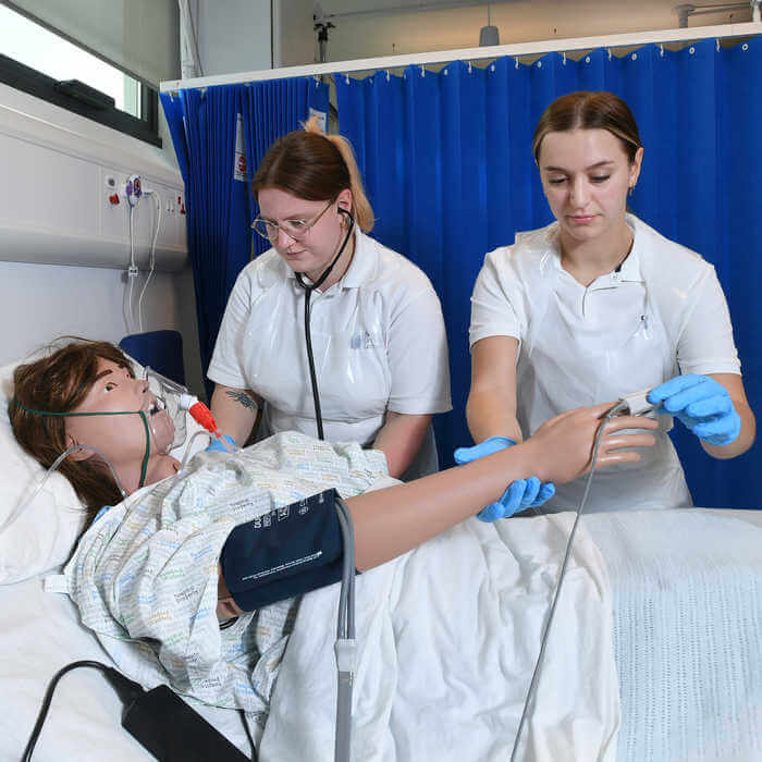 Physiotherapy students in practical lab
