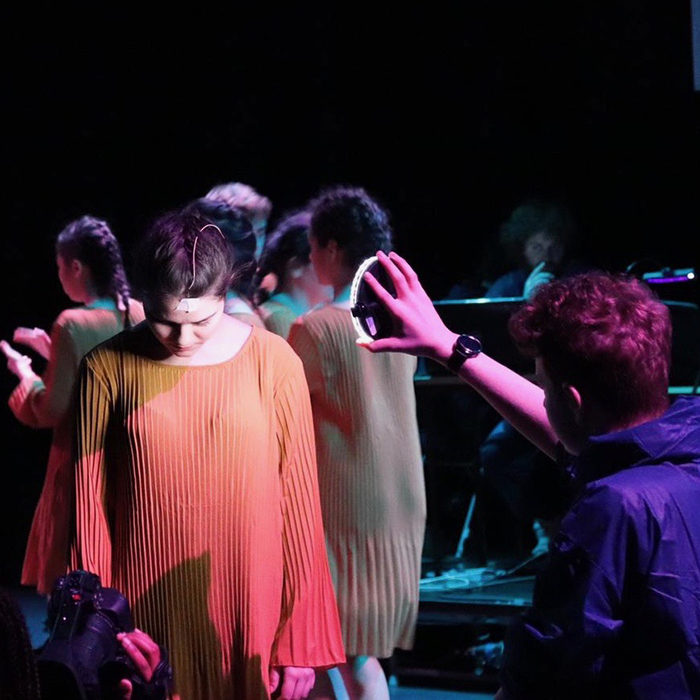 Students performing on the stage of Theatre Studio at Brunel University London  (1)