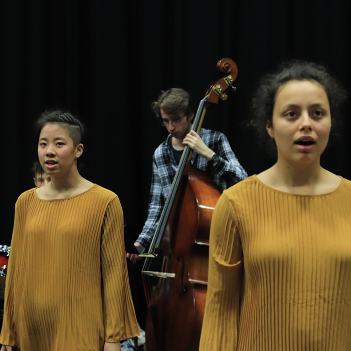 Students performing on the stage of Theatre Studio at Brunel University London  (5)